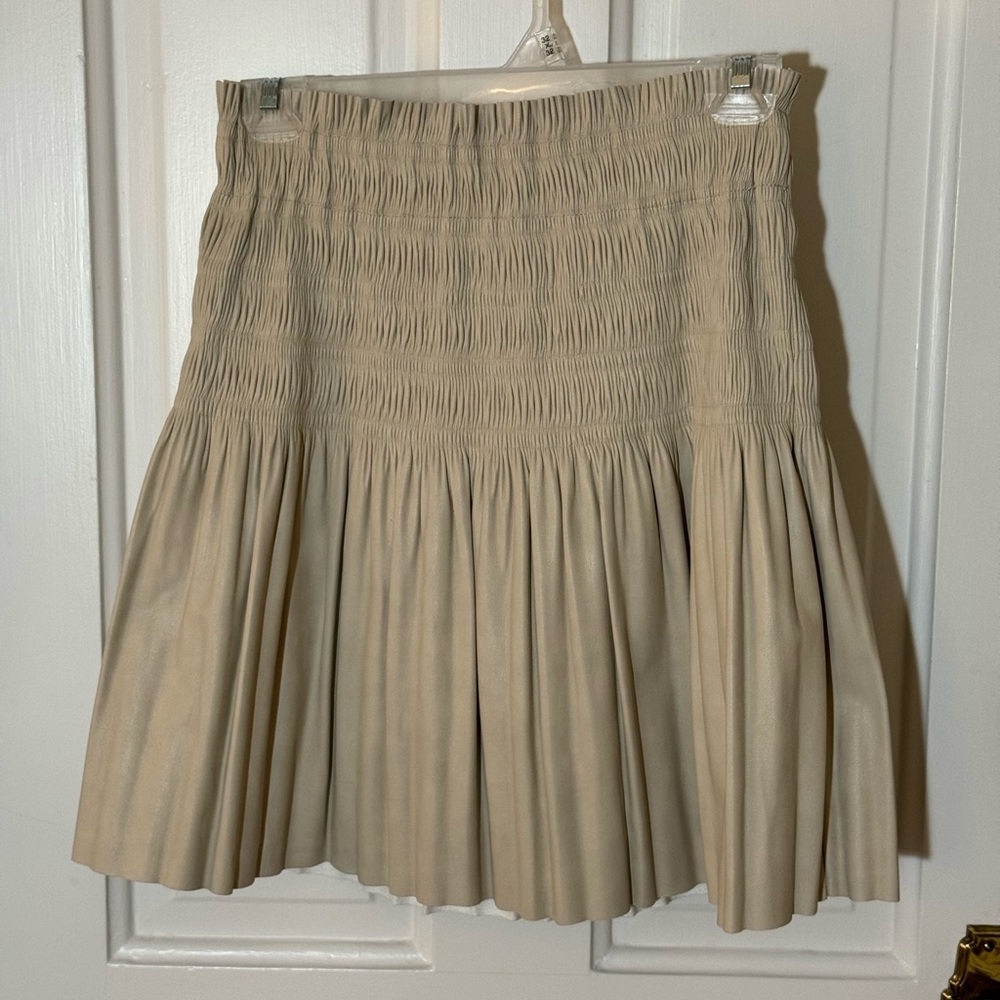 7 For All Mankind faux leather cream skirt.